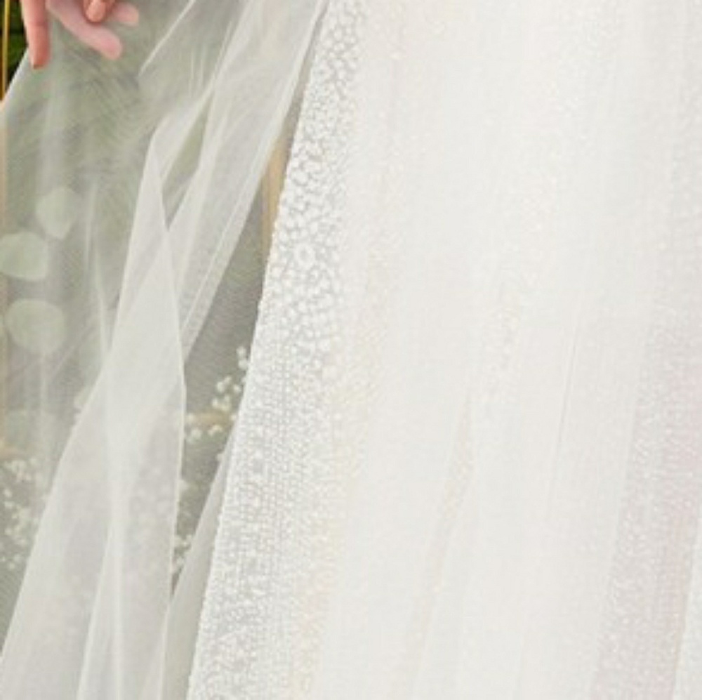New long  off the shoulder lace tulle lace up back wedding dress,bridal gown - Picture 6 of 8